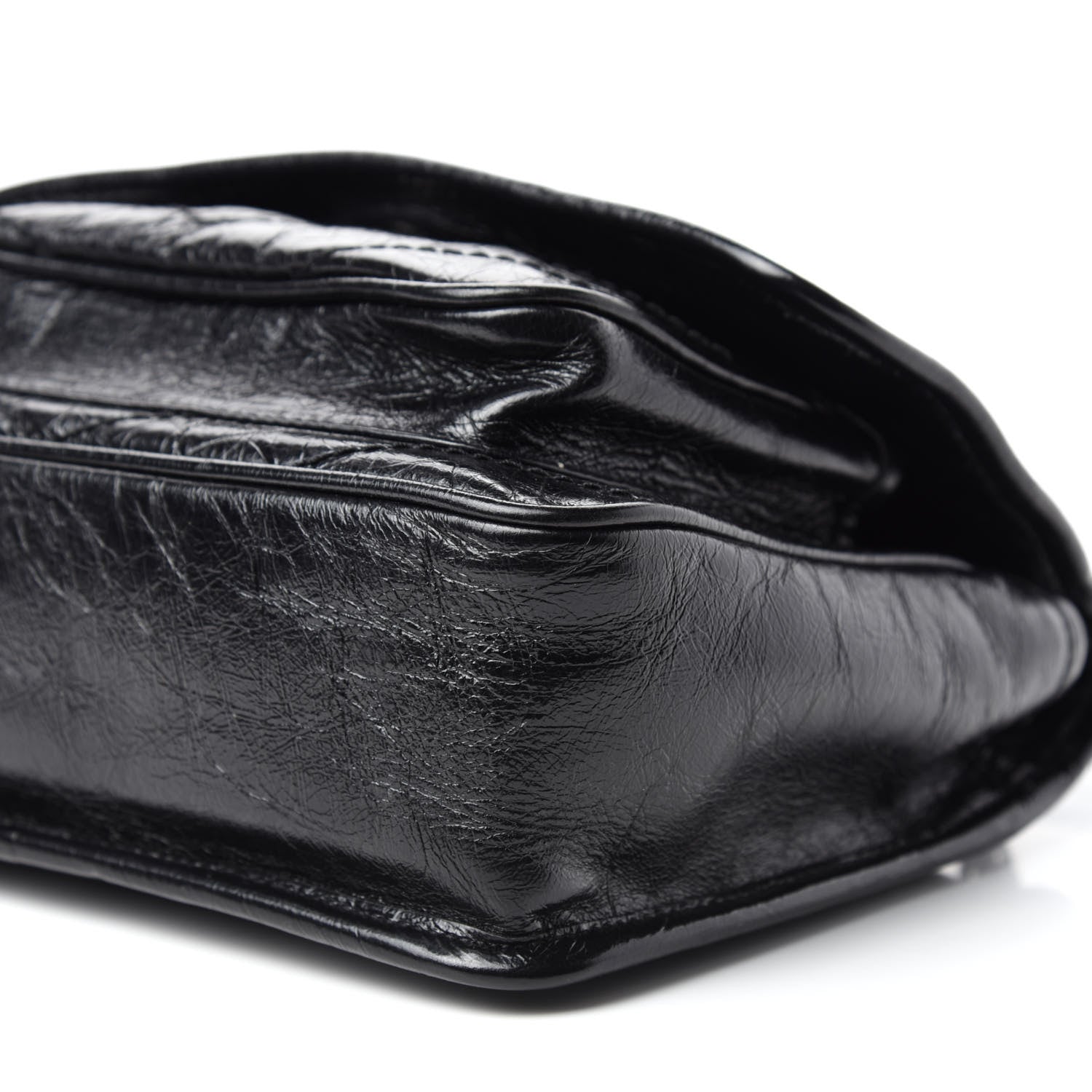 Saint Laurent Crinkled Calfskin Matelasse Monogram Baby Niki Chain Satchel Black 7 of 11