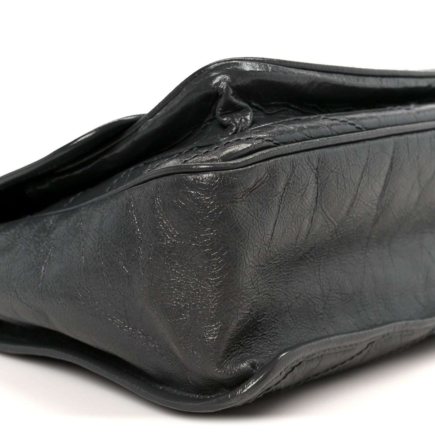 Crinkled Calfskin Matelasse Monogram Medium Niki Chain Satchel Fog