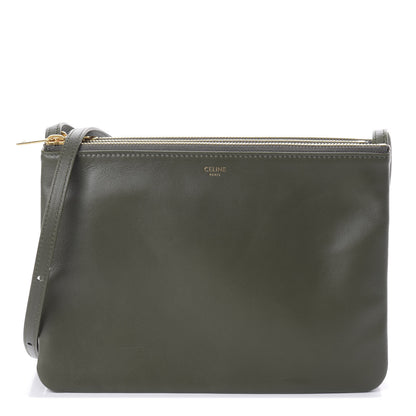 Celine Lambskin Large Trio Crossbody Bag Army Green 1 of 10