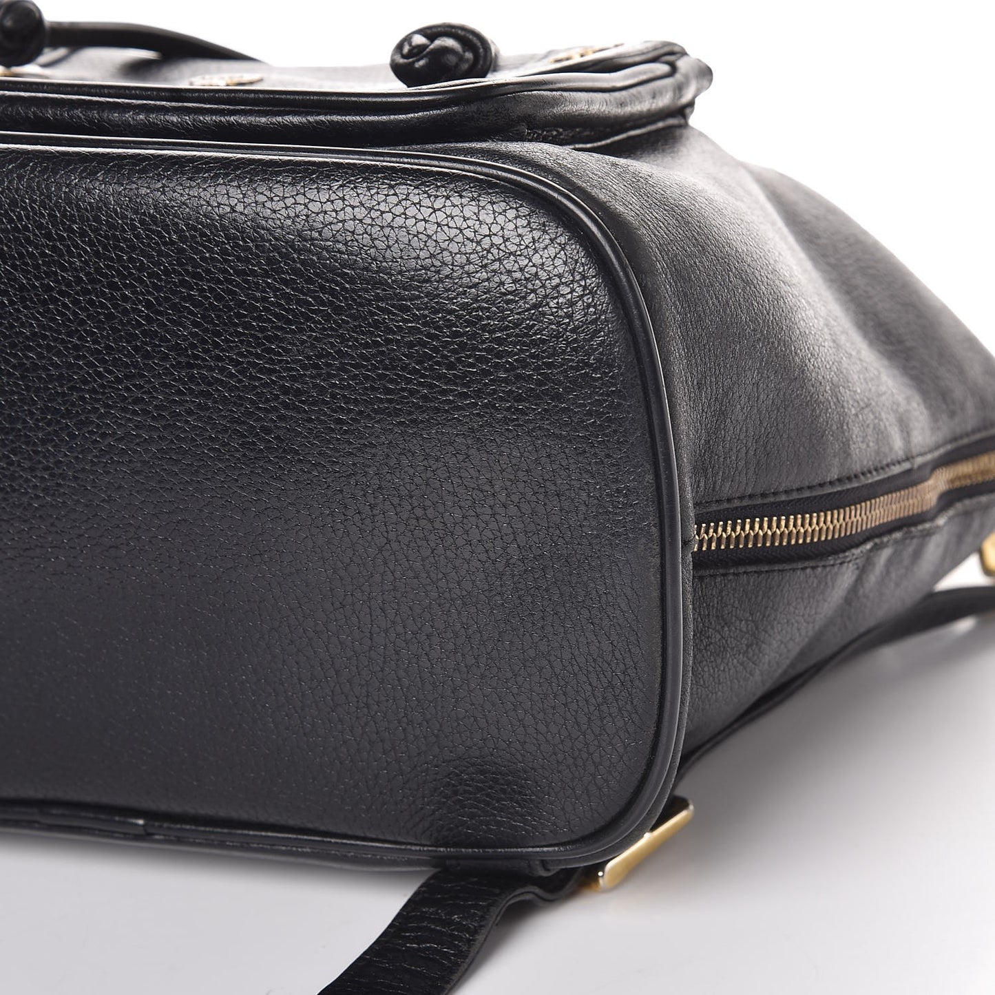 Grained Calfskin Studded Drawstring Backpack Black