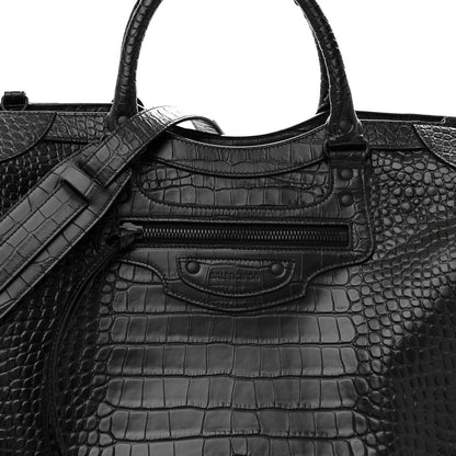Balenciaga Semi Matte Calfskin Crocodile Embossed Neo Classic Black Hardware Large City Black 8 of 10