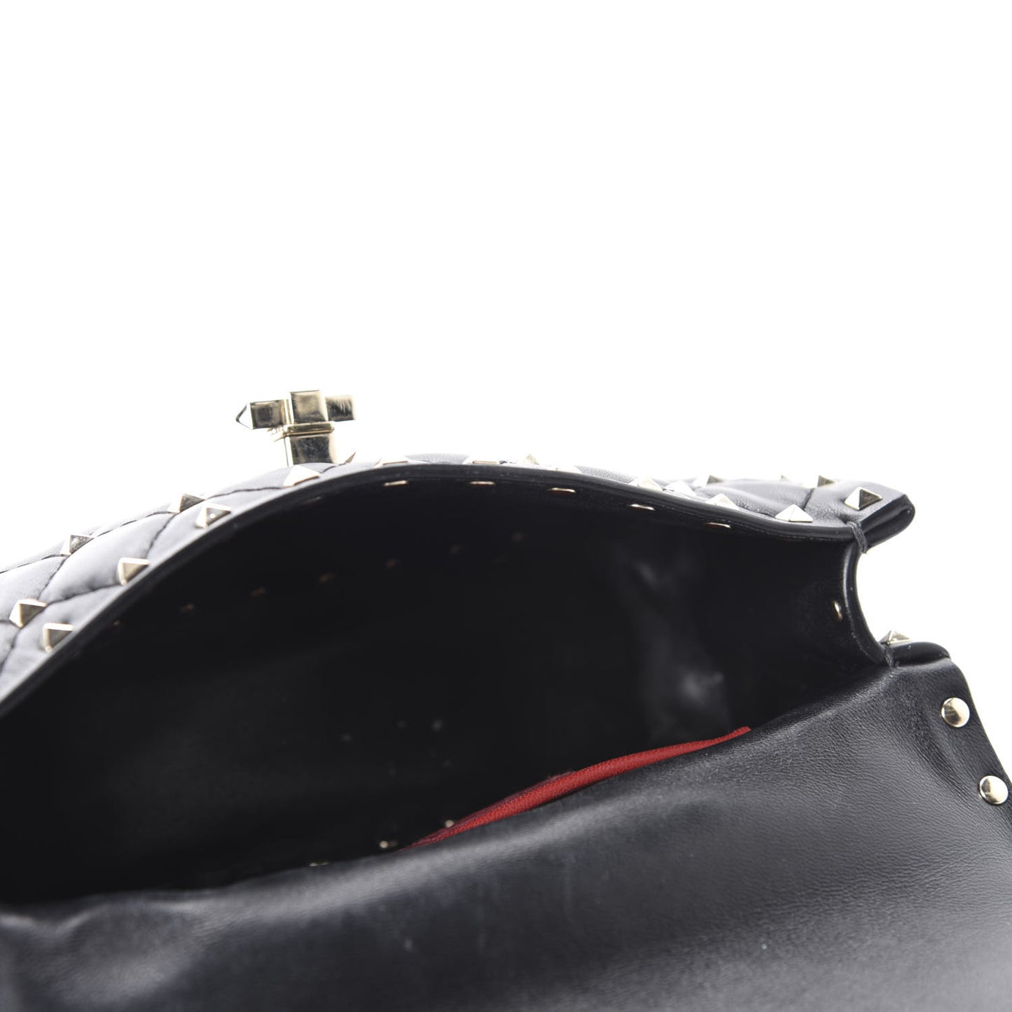 Lambskin Small Rockstud Spike Shoulder Bag Black