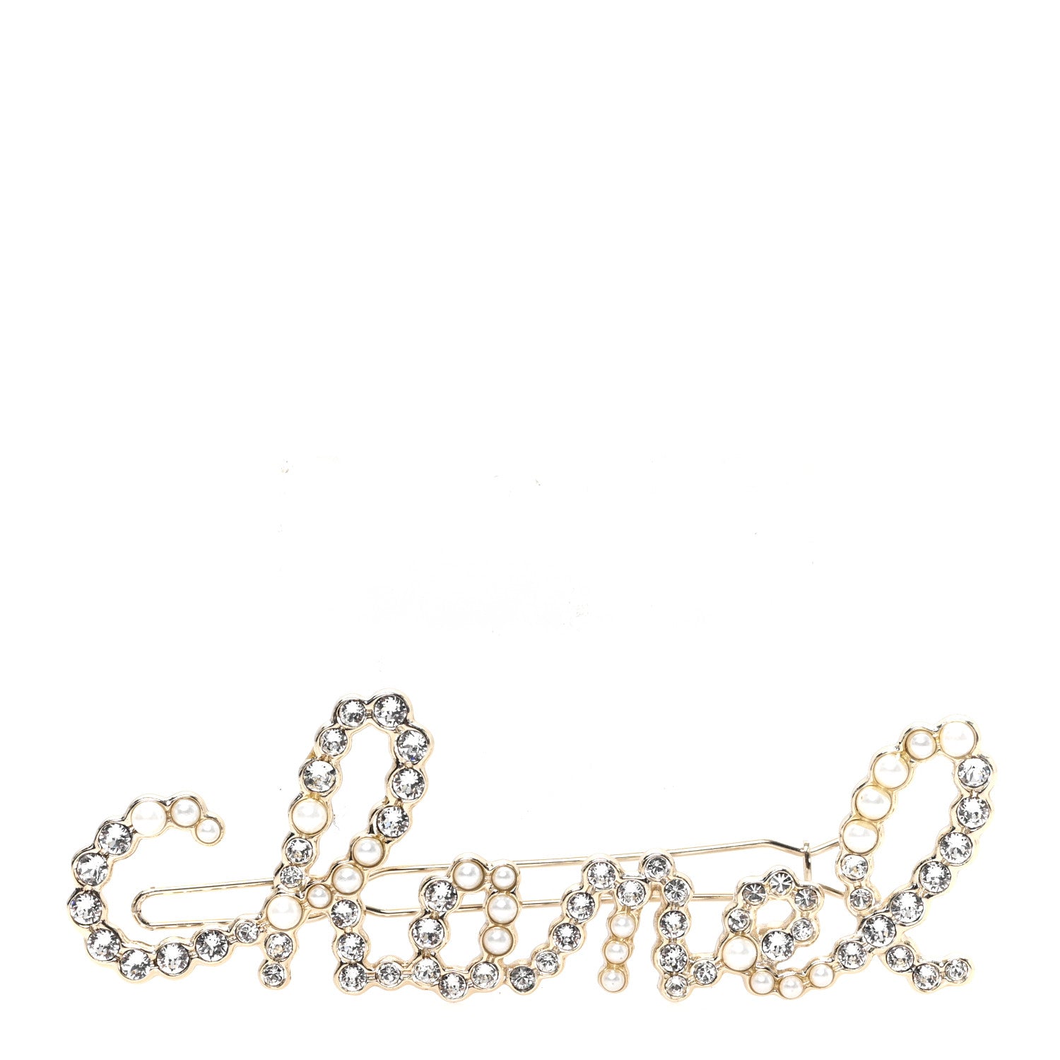 Chanel Metal Glass Swirling Pearls Brooch Pin Gold 1 of 4