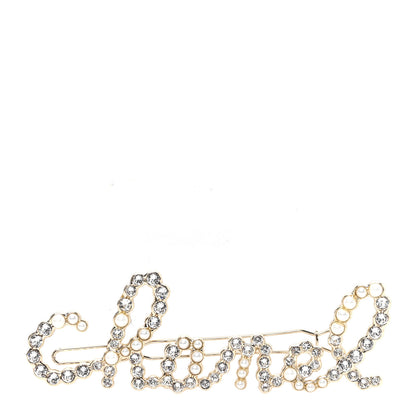 Chanel Metal Glass Swirling Pearls Brooch Pin Gold 1 of 4