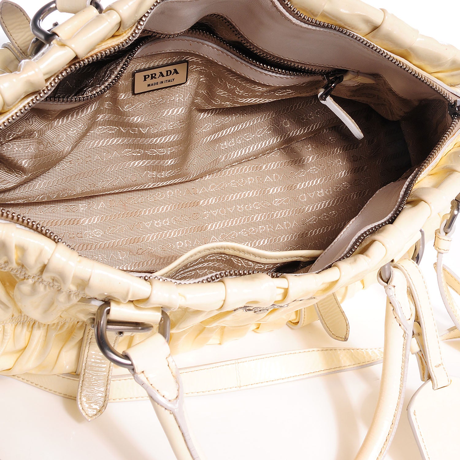 Prada Vernice Dressy Gaufre Shopping Satchel White 7 of 8