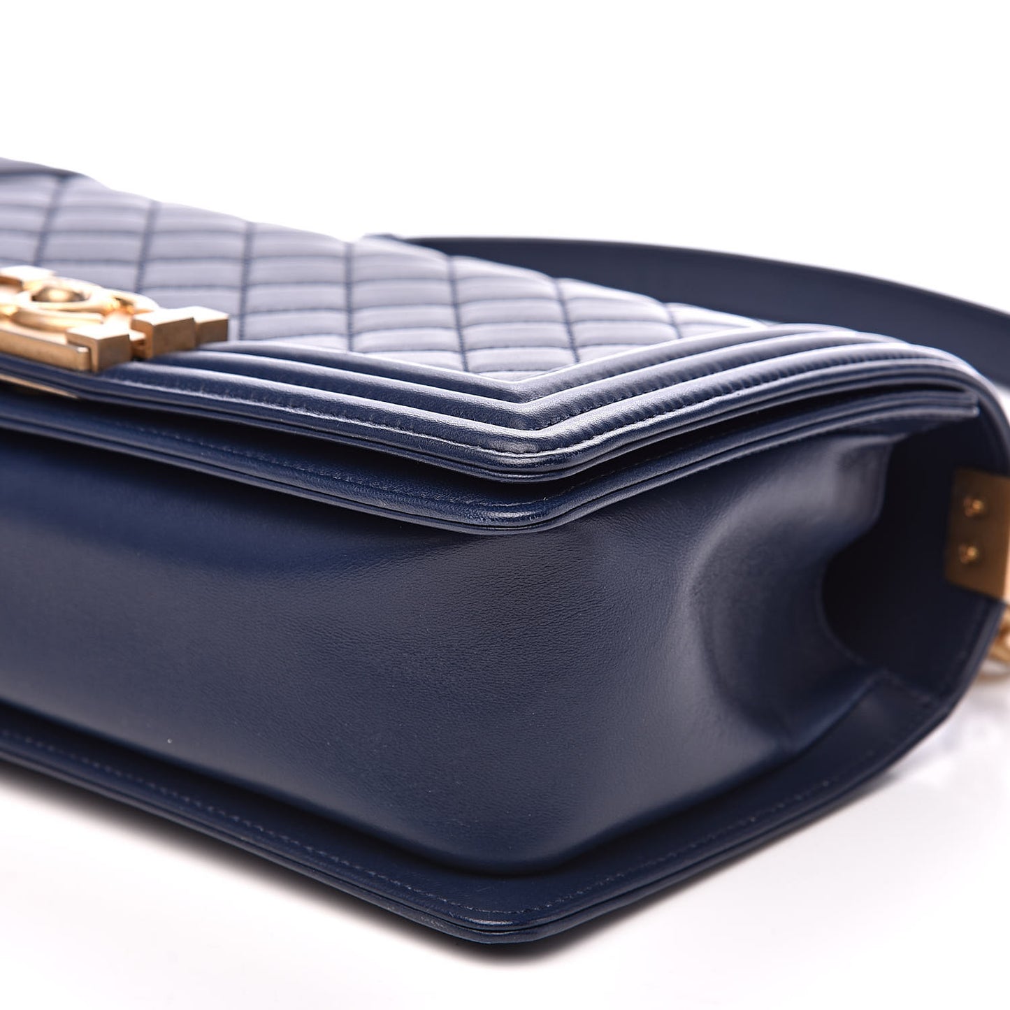 Lambskin Quilted Medium Boy Flap Dark Blue