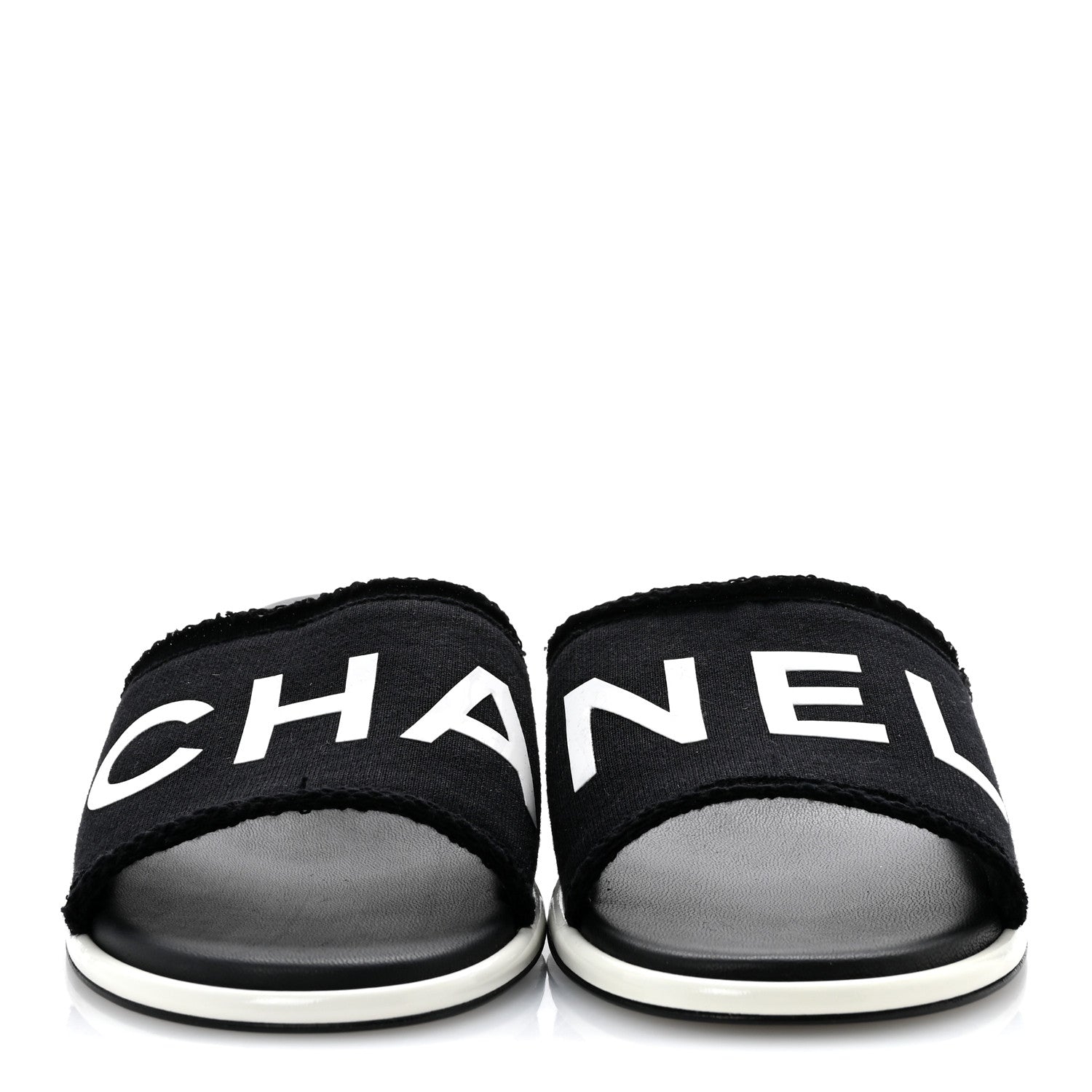 Chanel Cotton Logo Mule Sandals 41 Black White 3 of 10