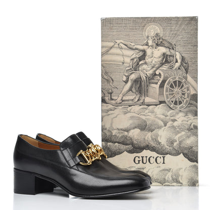 Gucci Goatskin Mens Chain Mid Heel Loafers 8 Black 11 of 11