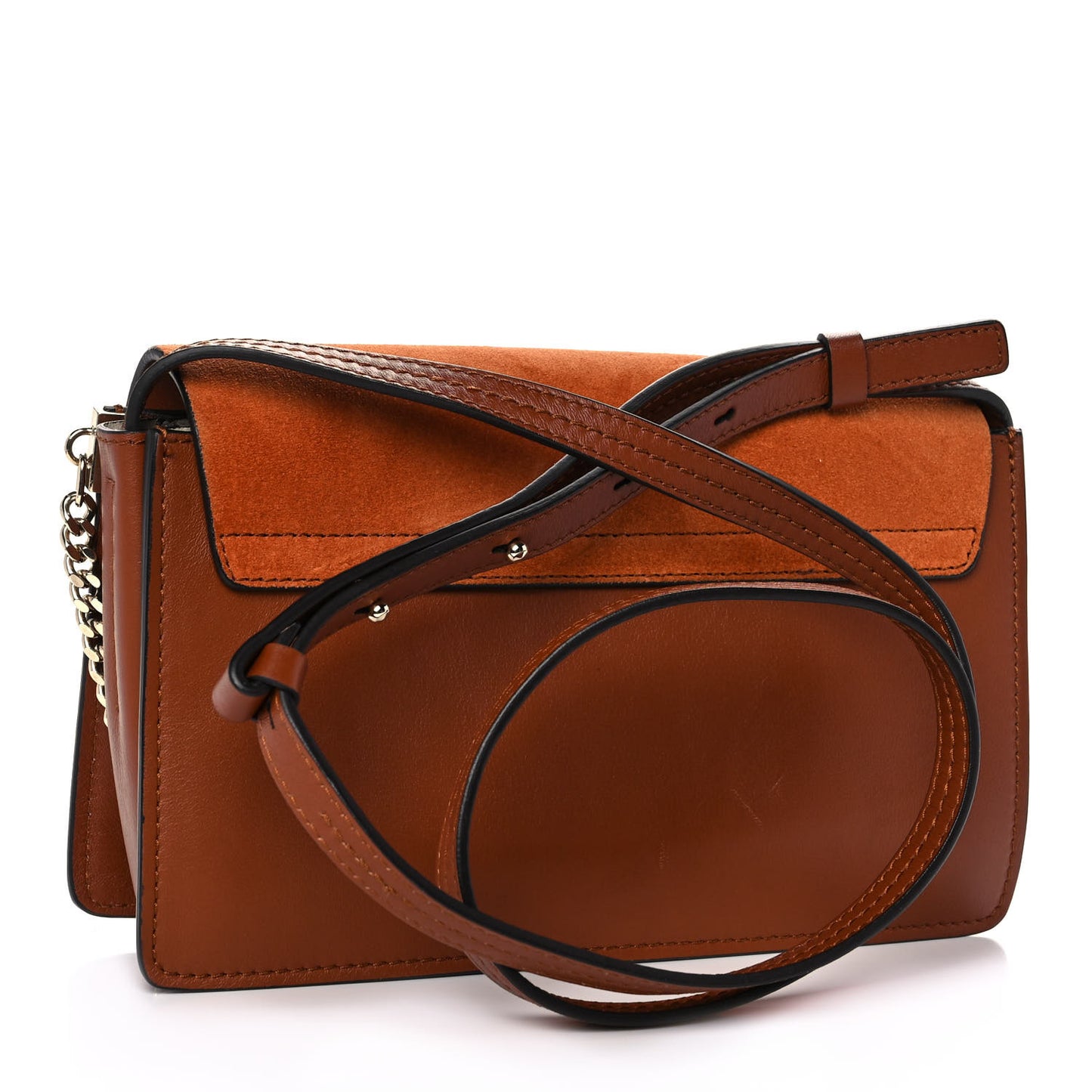 Suede Calfskin Small Faye Shoulder Bag Tobacco