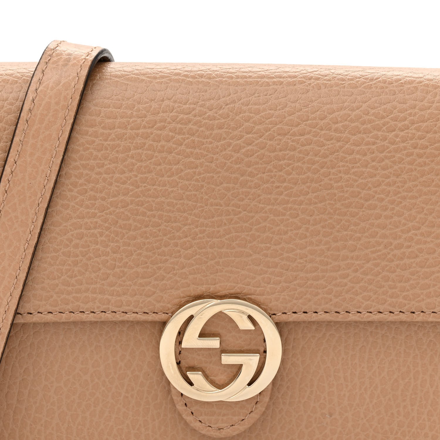 Gucci Dollar Calfskin Interlocking G Chain Wallet Camelia 7 of 10