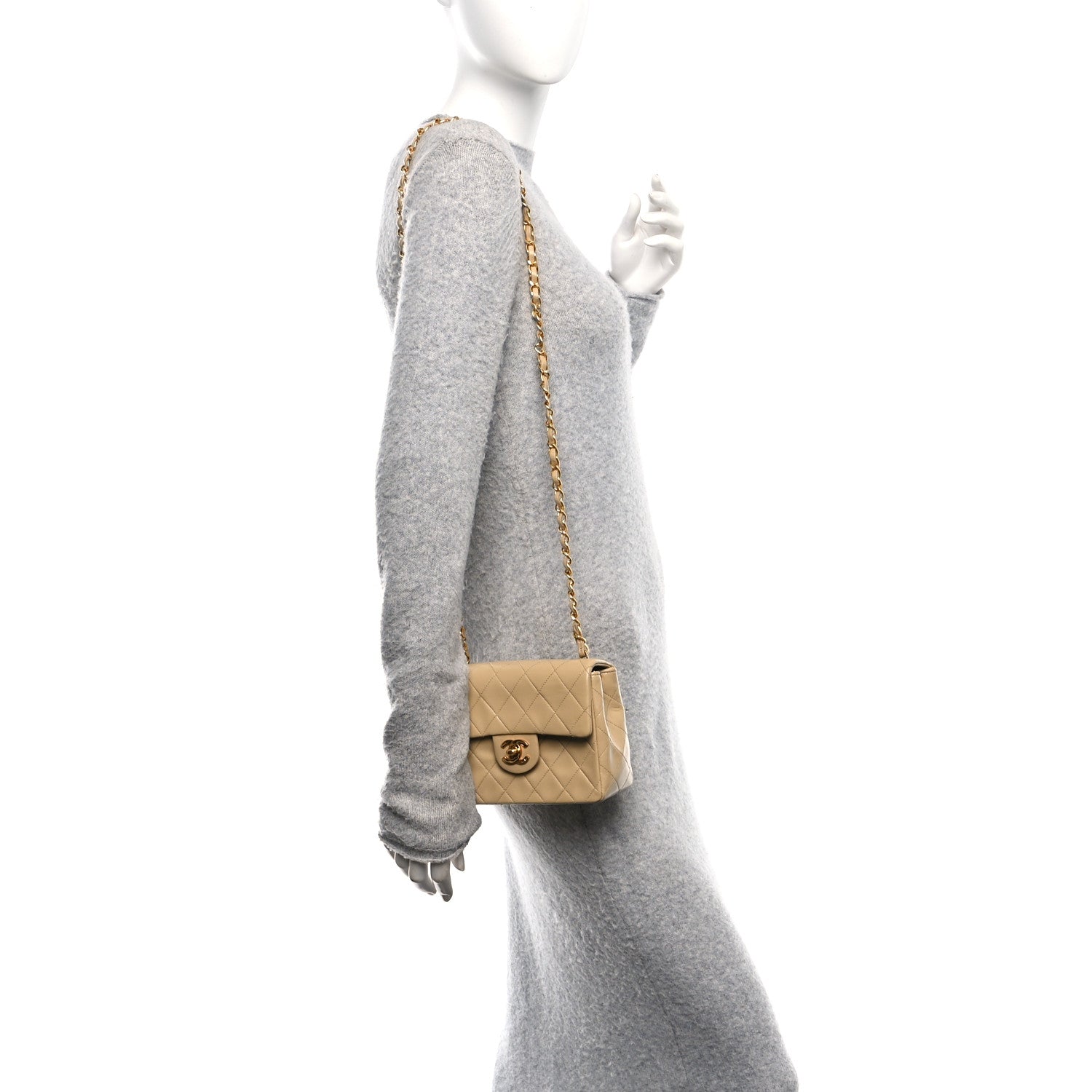Chanel Lambskin Quilted Mini Square Flap Beige 2 of 13