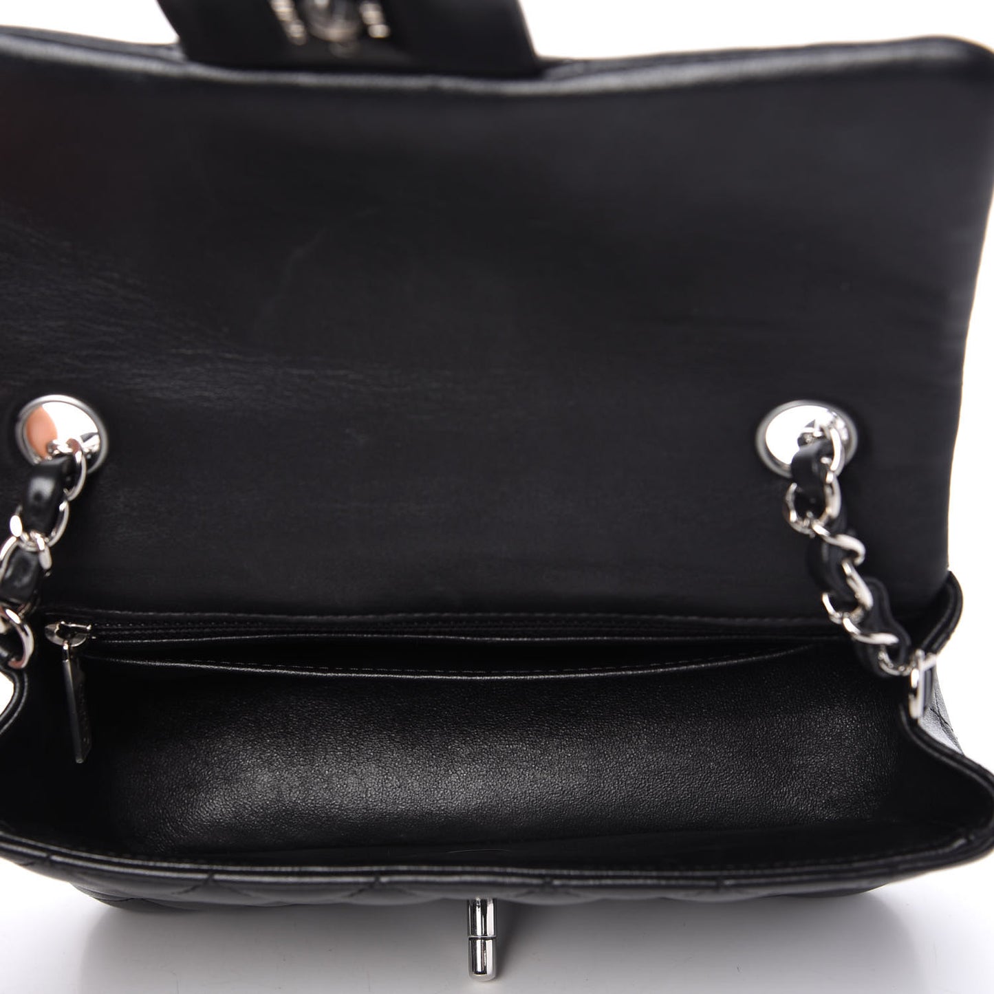 Lambskin Quilted Mini Rectangular Flap Black