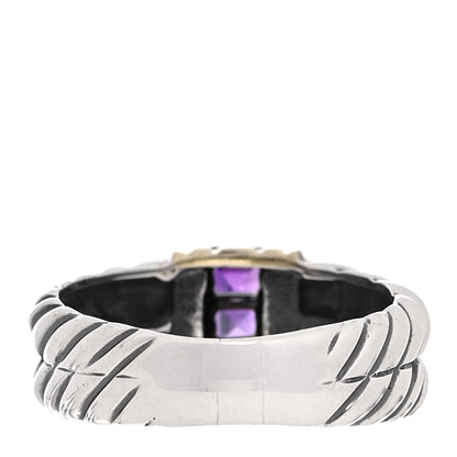 David Yurman Sterling Silver 14K Yellow Gold Amethyst Cable Ring 56 7.5 3 of 5