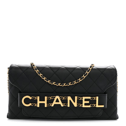 Chanel Calfskin Quilted Enchained Clutch Black 1 of 10