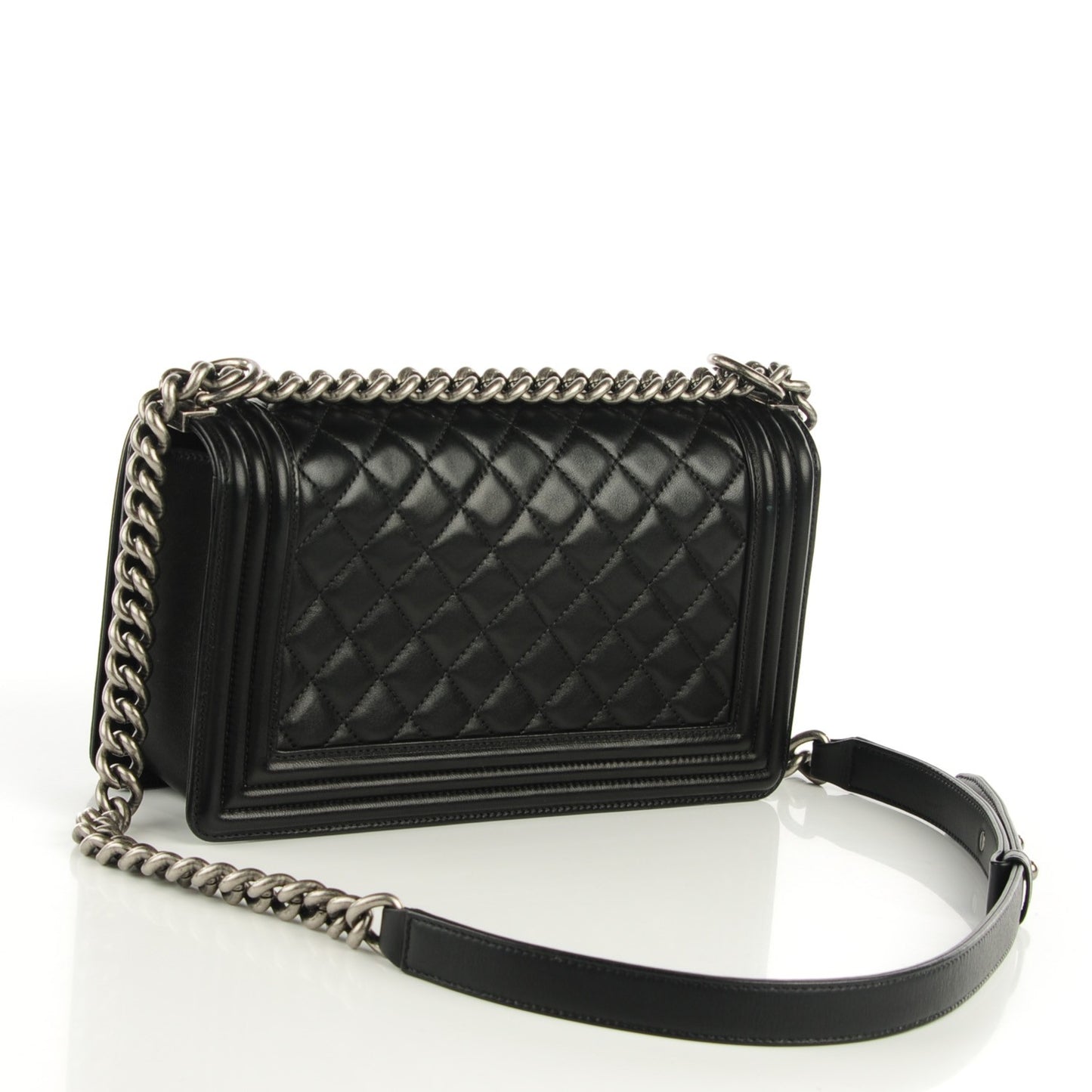 Lambskin Quilted Medium Boy Flap Black
