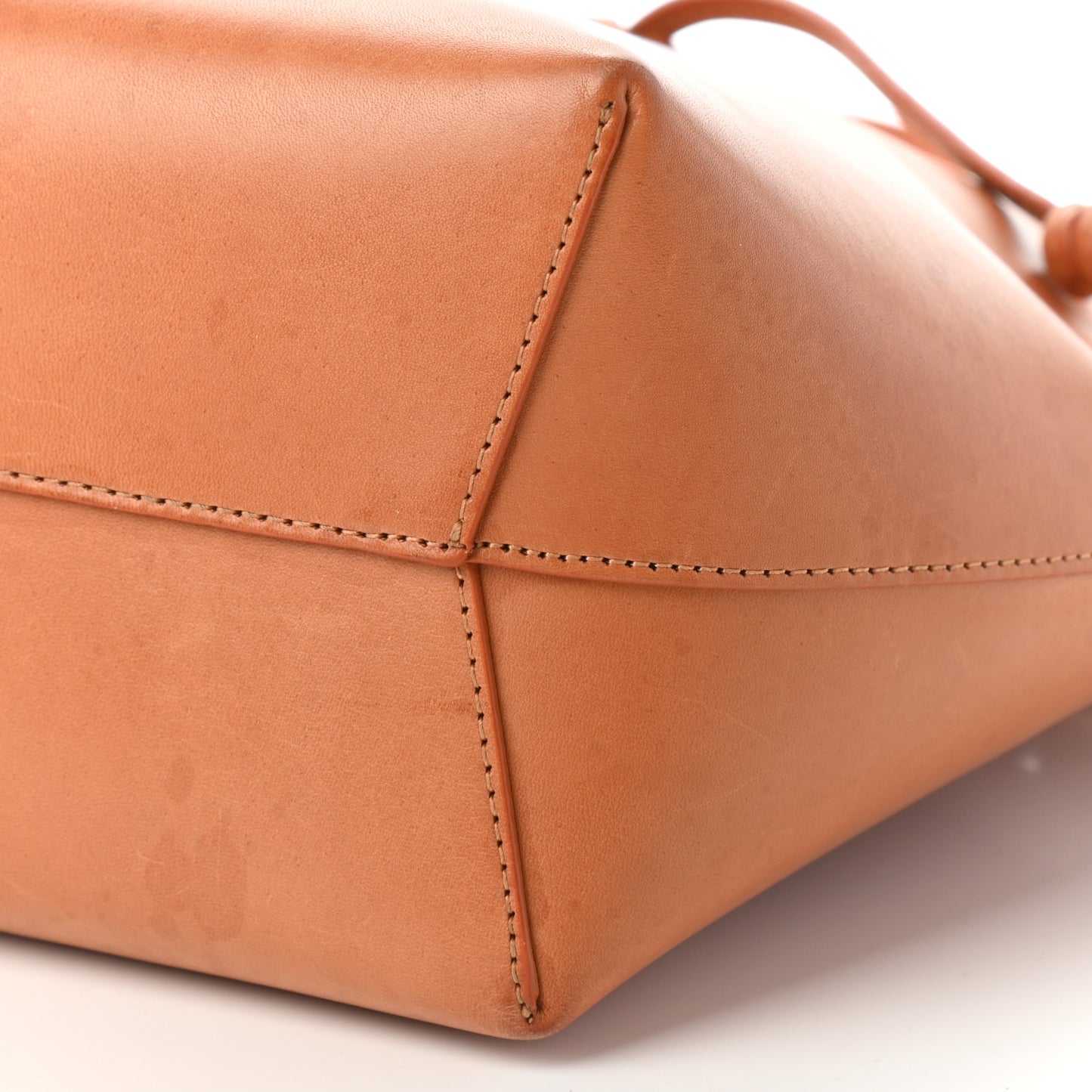 Vegetable Tanned Calfskin Mini Bucket Bag Camello Azzurro