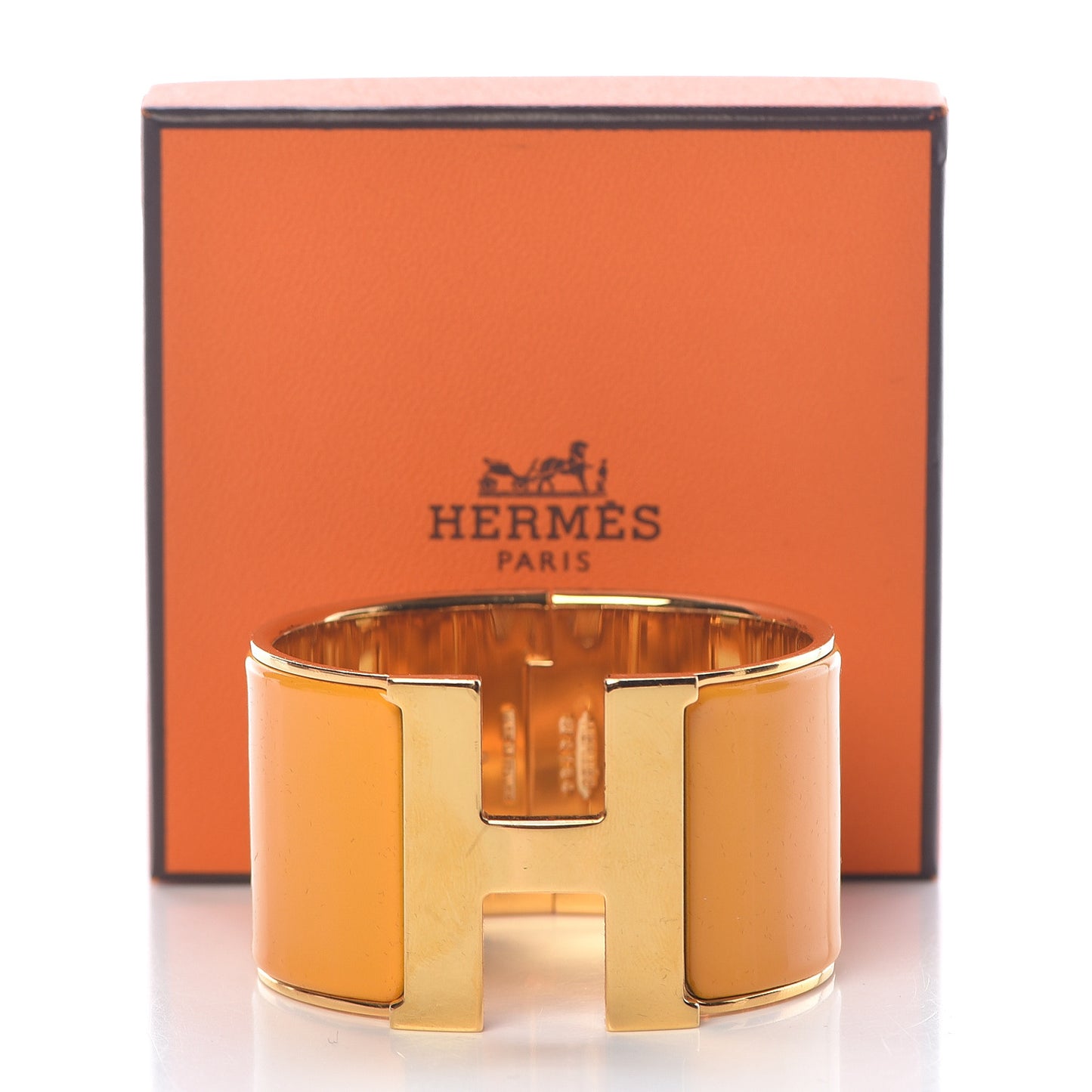 Enamel Extra Wide Clic Clac H Bracelet PM Jaune Madras