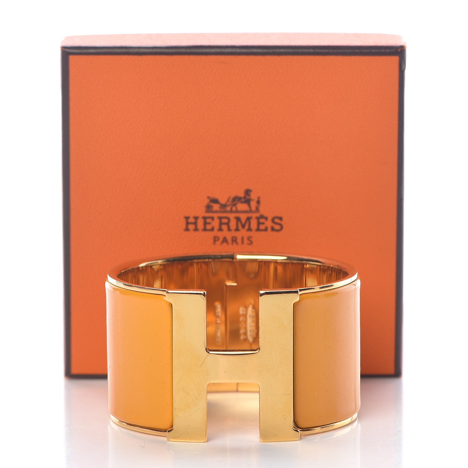Hermes Enamel Extra Wide Clic Clac H Bracelet PM Jaune Madras 5 of 5