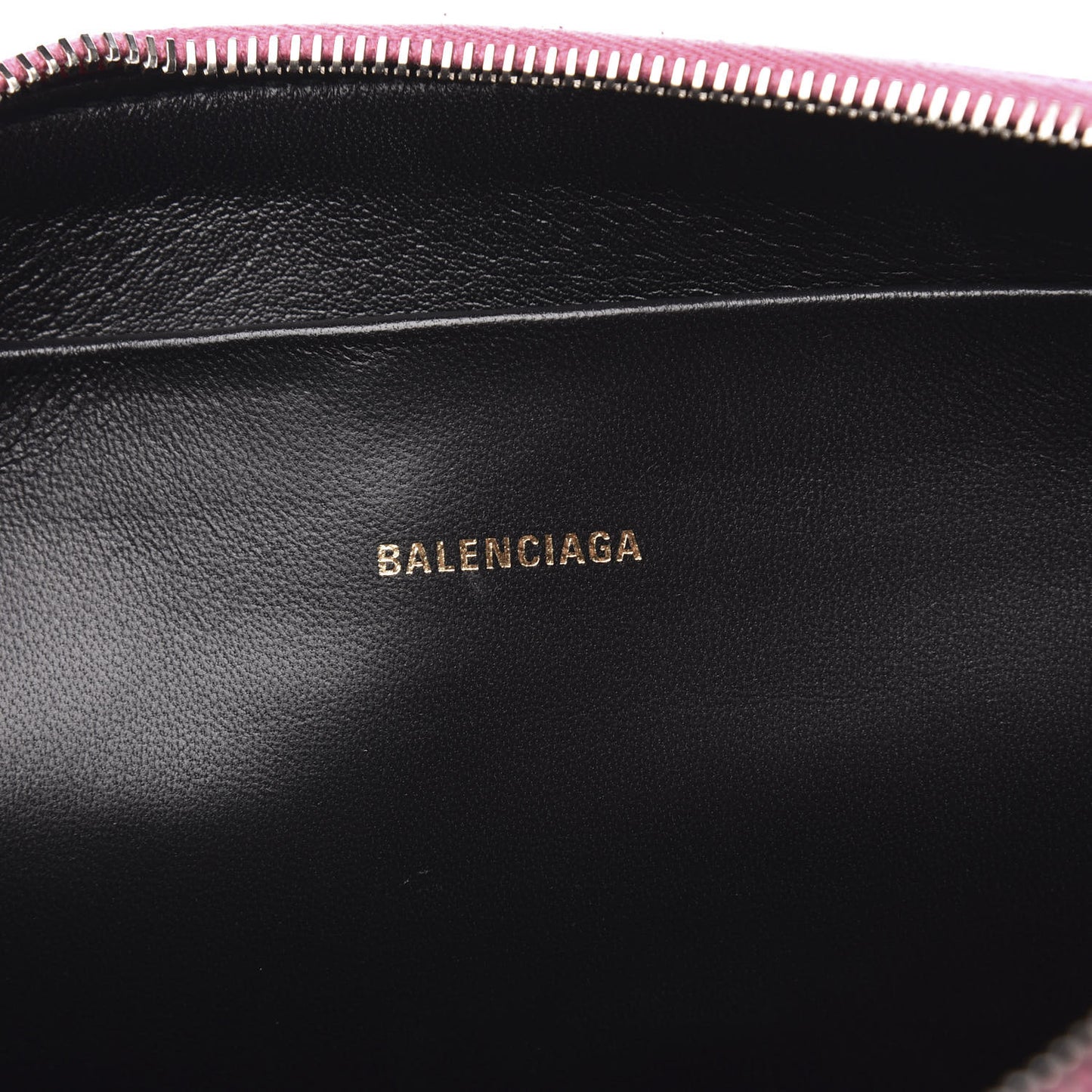 Signature Grained Calfskin Large Ville Zip Pouch Rose Bubblegum Black