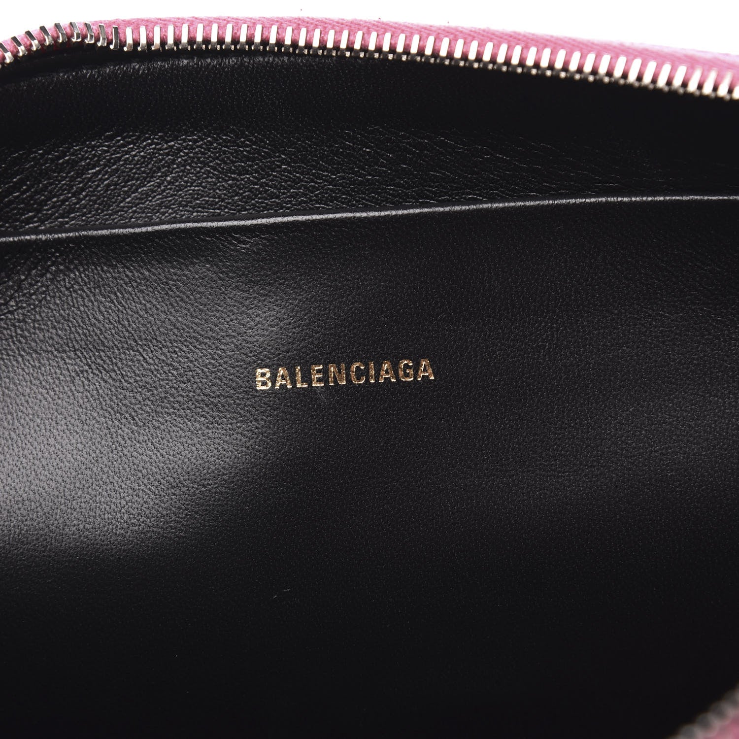 Balenciaga Signature Grained Calfskin Large Ville Zip Pouch Rose Bubblegum Black 6 of 9