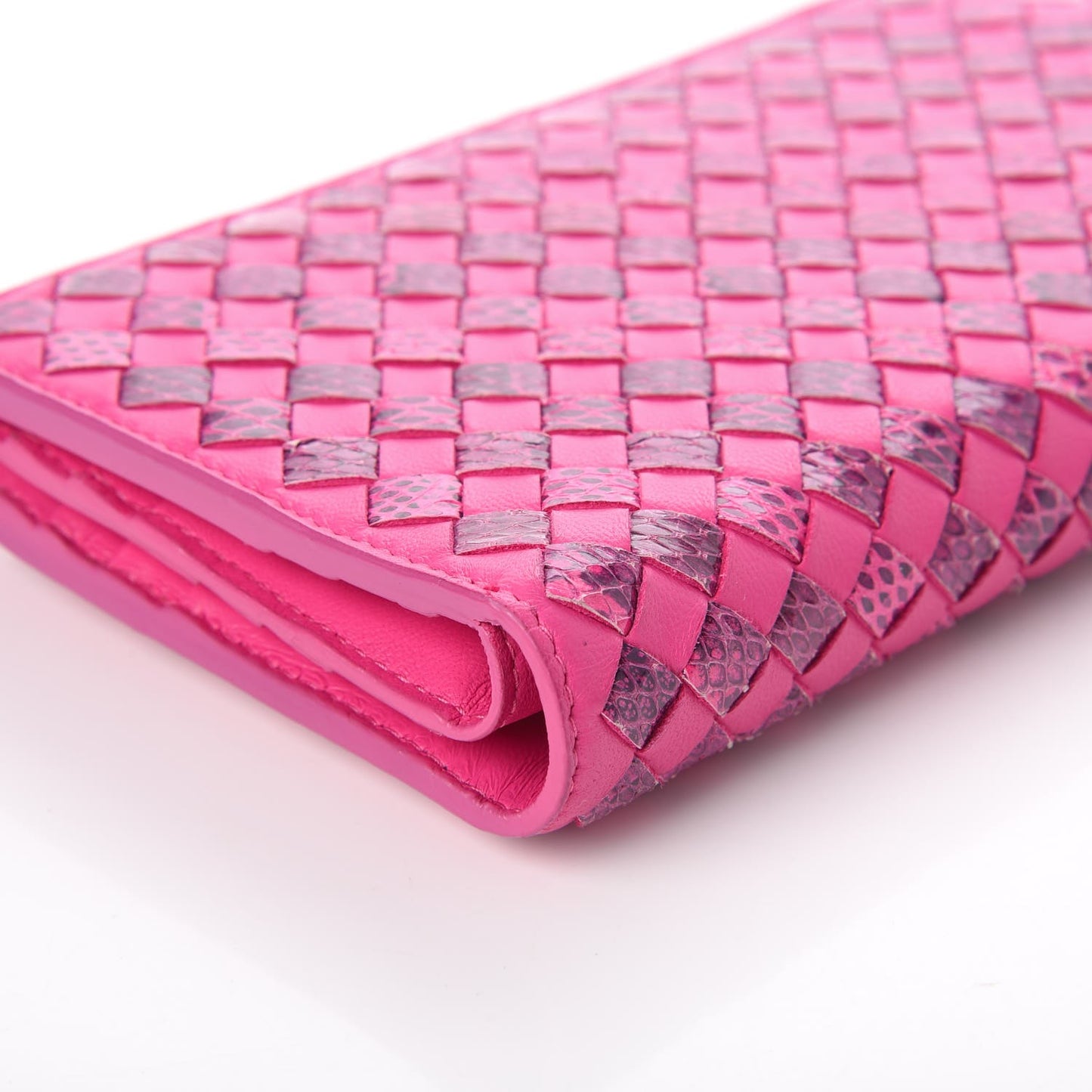 Nappa Ayers Intrecciato Clutch Wallet Pink