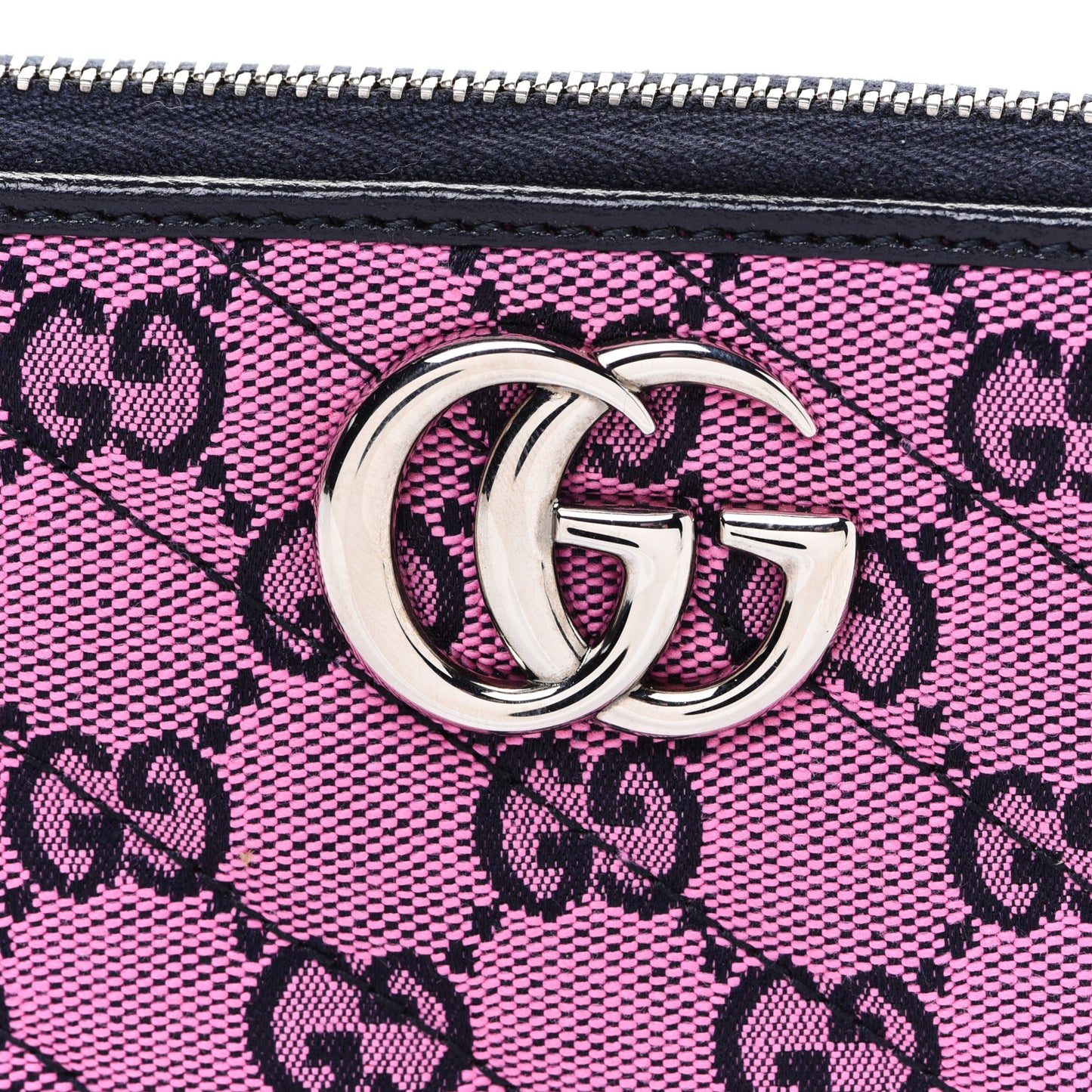 Monogram Multicolor Matelasse Diagonal GG Marmont Zip Around Wallet Pink Blue