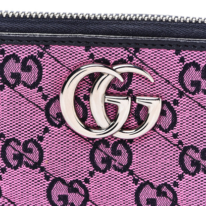 Gucci Monogram Multicolor Matelasse Diagonal GG Marmont Zip Around Wallet Pink Blue 7 of 7