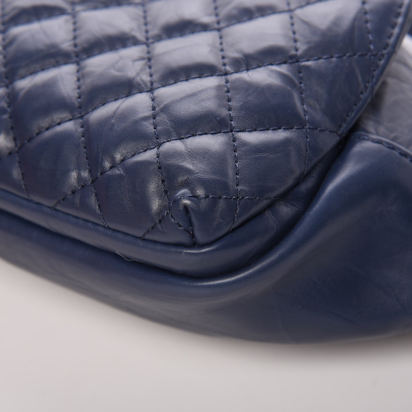 Crumpled Calfskin Quilted Casual Rock Waist Bag Fanny Pack Blue