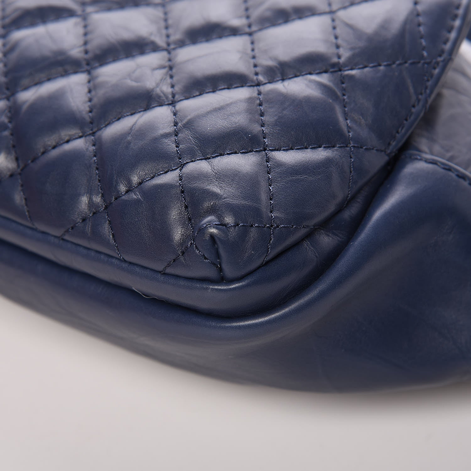 Chanel Crumpled Calfskin Quilted Casual Rock Waist Bag Fanny Pack Blue 9 of 12