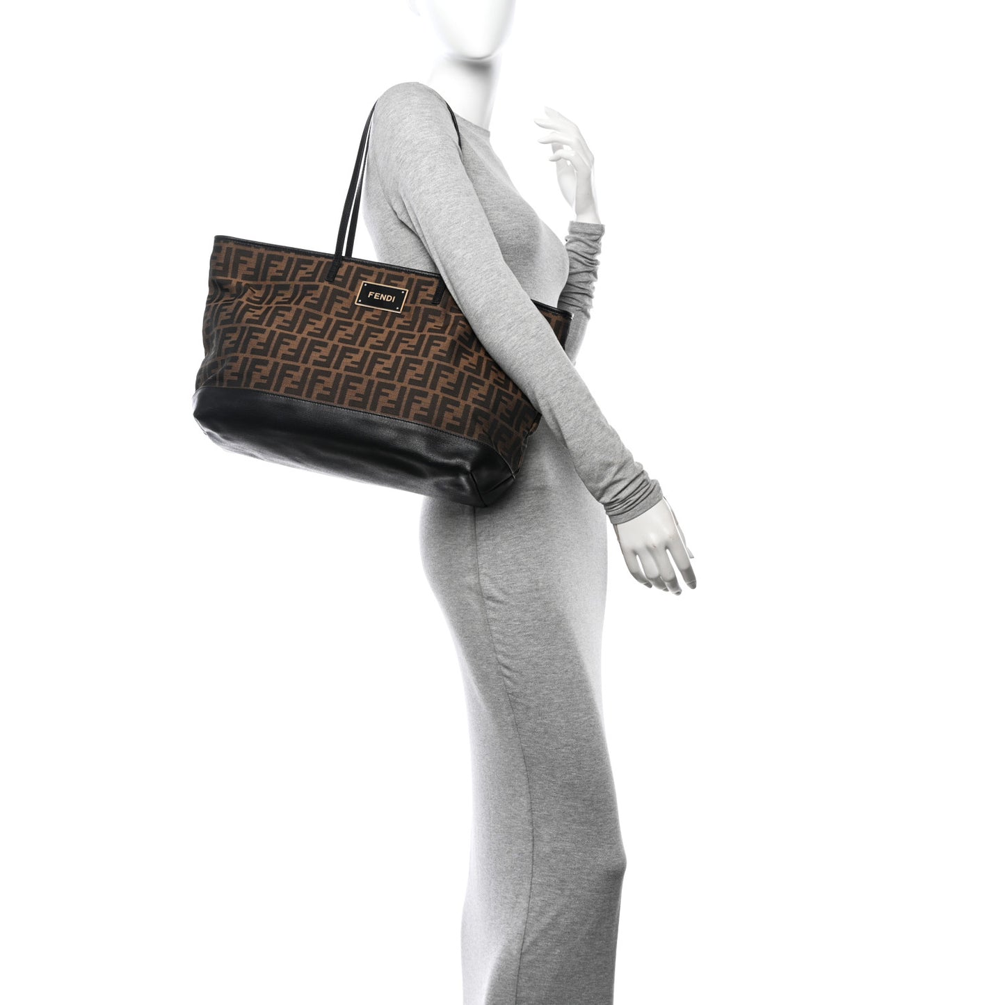 Zucca Vitello Elite Medium Roll Tote Tobacco Black