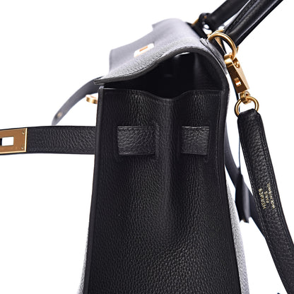 Hermes Togo Kelly Horseshoe Sellier 32 Black Vert Fonce 14 of 41