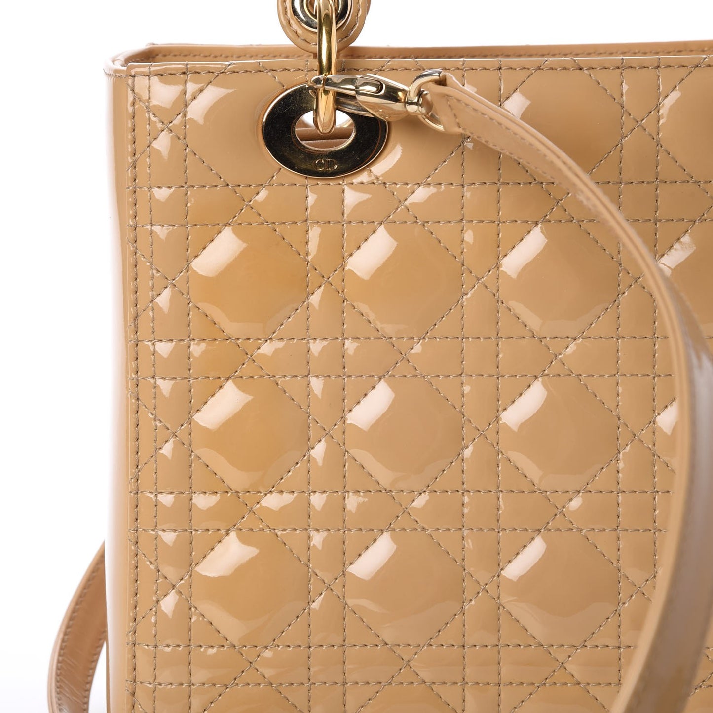 Patent Cannage Medium Lady Dior Beige