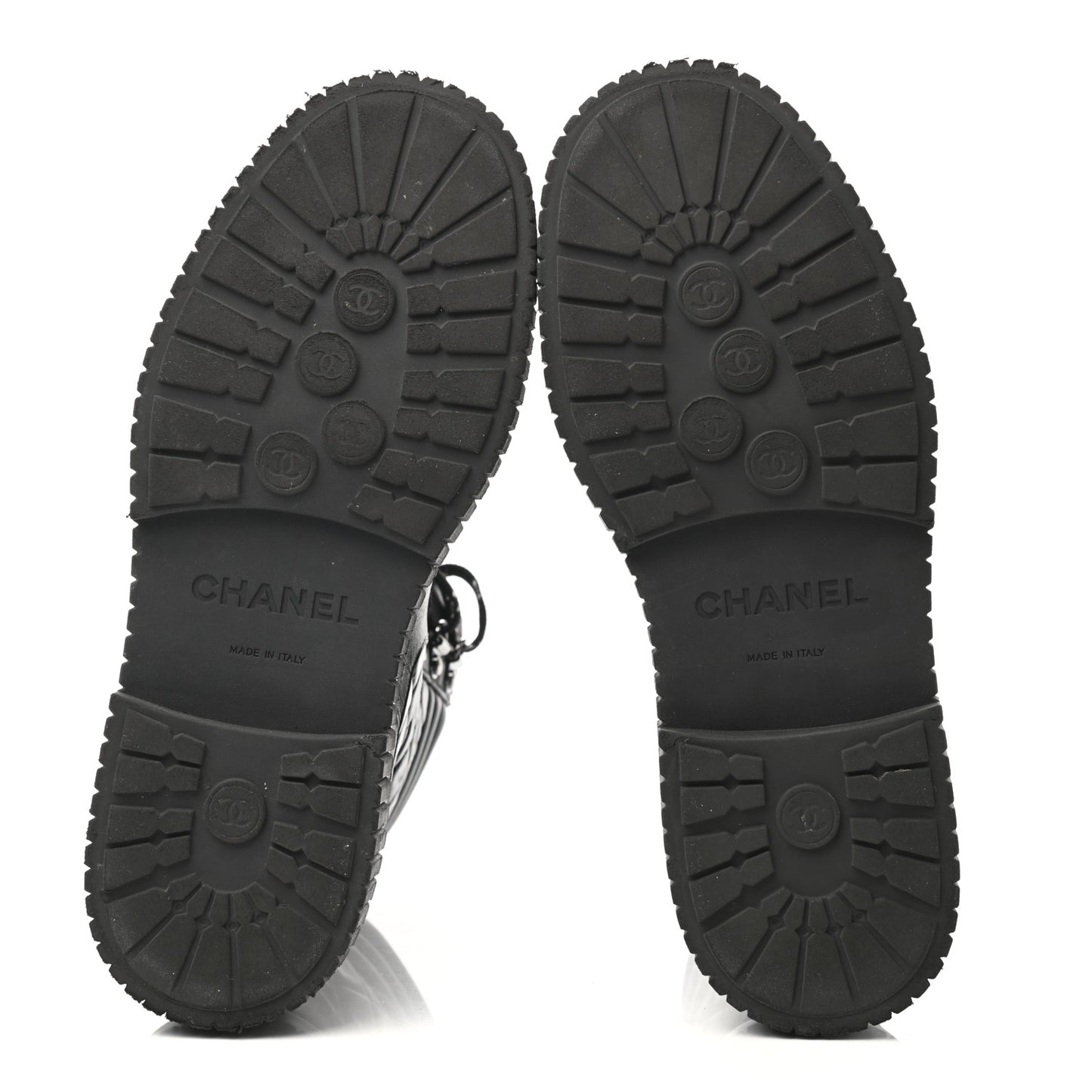 Calfskin Grosgrain Quilted Lace Up Boots 38 Black Grey