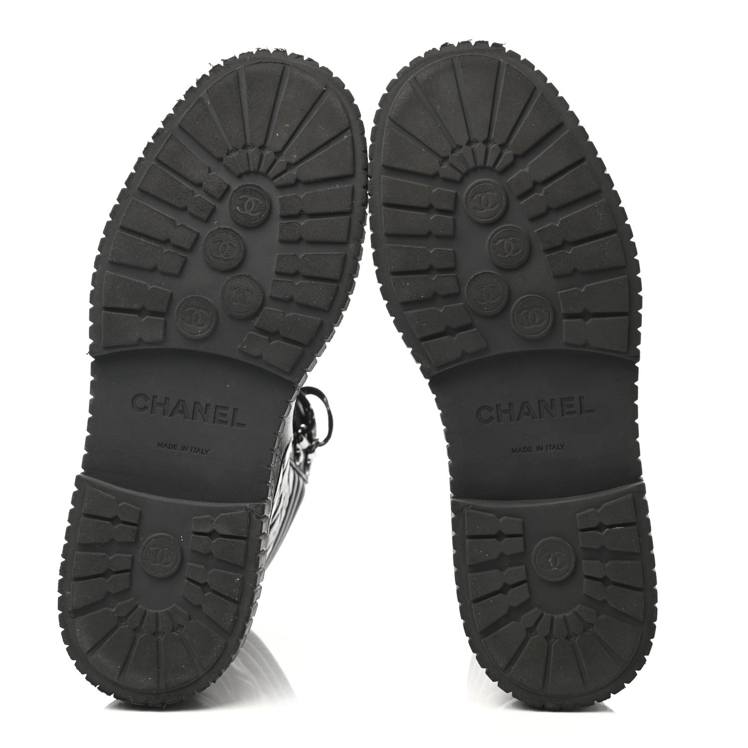 Chanel Calfskin Grosgrain Quilted Lace Up Boots 38 Black Grey 5 of 8