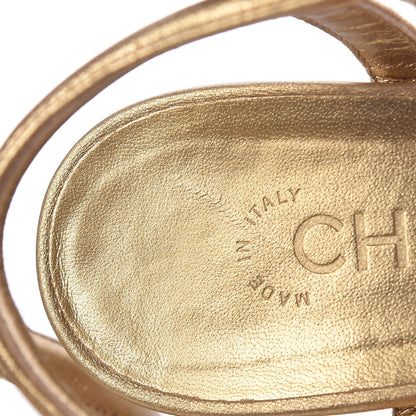 Chanel Laminated Lambskin Parthenon Platform Sandals 40.5 Gold 8 of 15