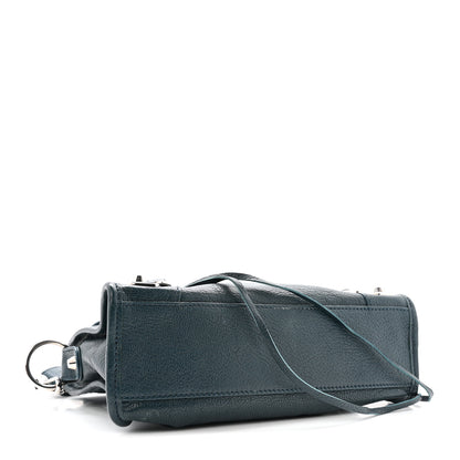 Balenciaga Chevre Silver Metallic Edge Hardware Mini City Bleu Paon 5 of 14