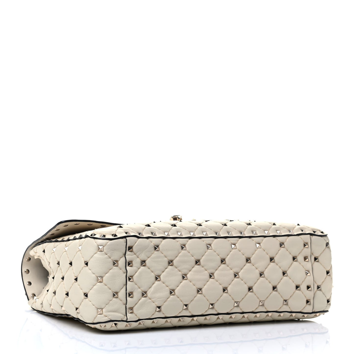 Nappa Large Rockstud Spike Shoulder Bag Light Ivory