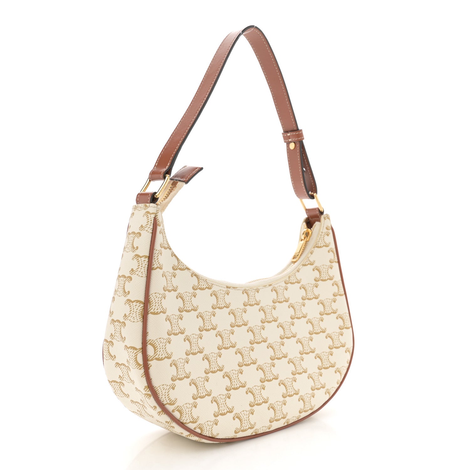 Celine Canvas Calfskin Ava Triomphe Shoulder Bag White 3 of 10