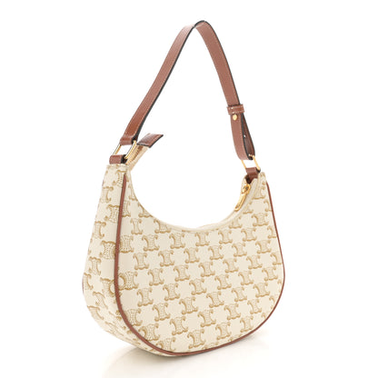 Celine Canvas Calfskin Ava Triomphe Shoulder Bag White 3 of 10
