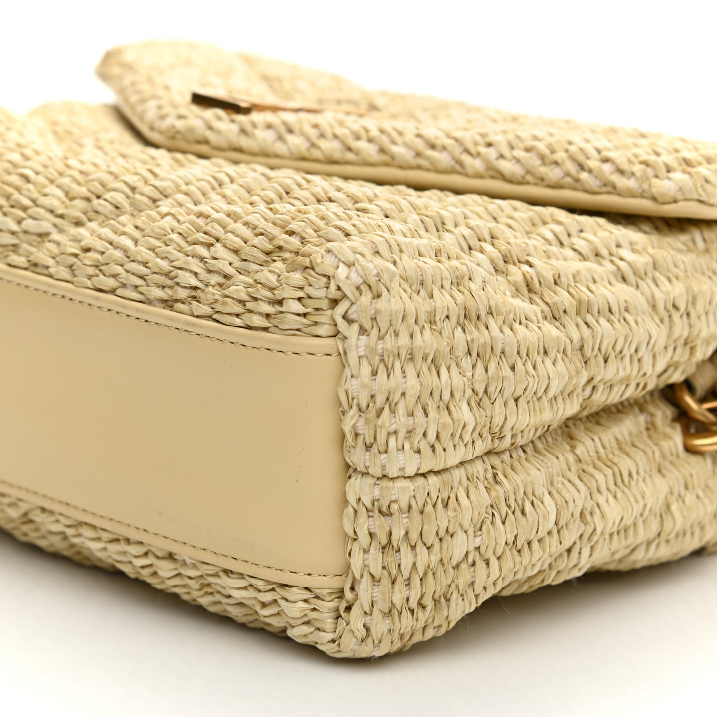 Raffia Monogram Toy Loulou Chain Satchel Naturale