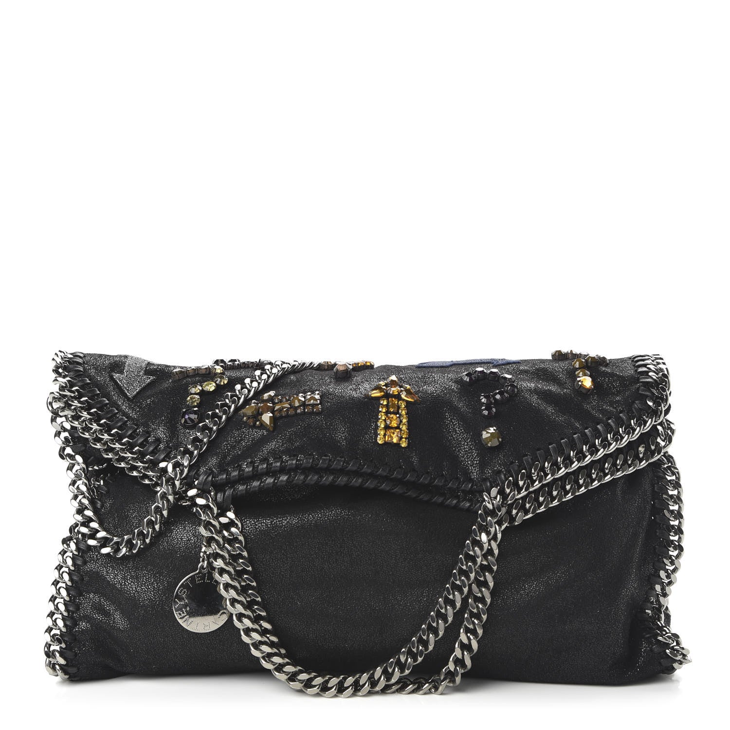 Stella McCartney Embellished Shaggy Deer Small Falabella Fold Over Tote Black 1 of 8