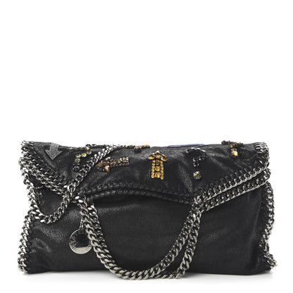 Stella McCartney Embellished Shaggy Deer Small Falabella Fold Over Tote Black 1 of 8