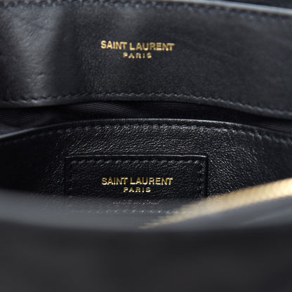 Saint Laurent Suede Calfskin Y Quilted Monogram Small Loulou Chain Satchel Black 8 of 11