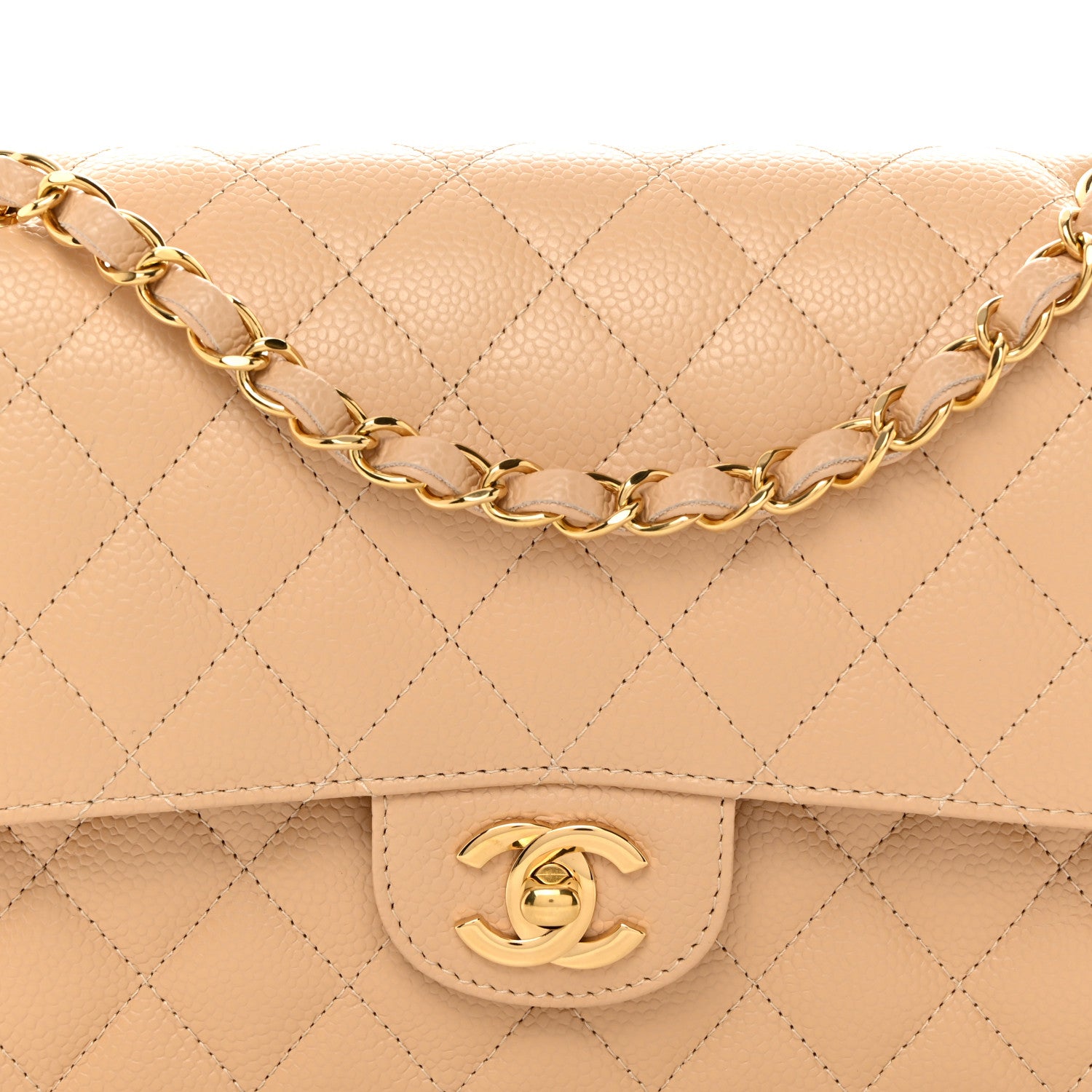 Chanel Caviar Quilted Medium Double Flap Beige 8 of 11