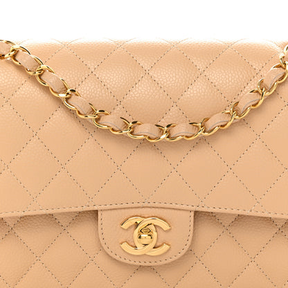 Chanel Caviar Quilted Medium Double Flap Beige 8 of 11