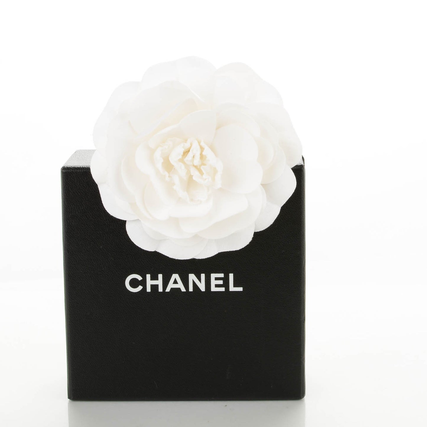 Crepe Satin Camellia Brooch Pin White