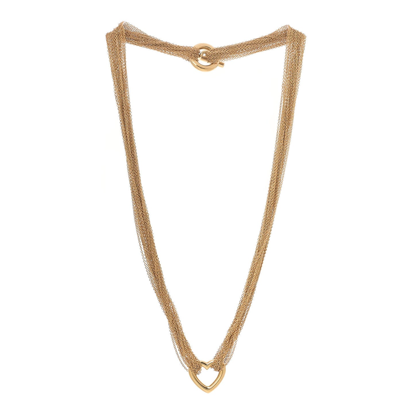 18K Yellow Gold Heart Mesh Toggle Necklace