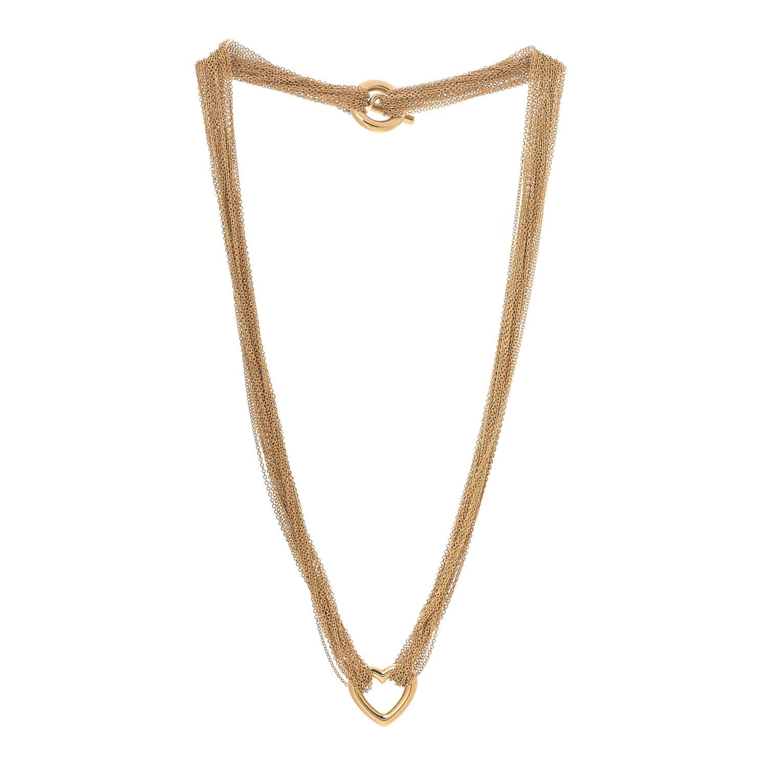 Tiffany 18K Yellow Gold Heart Mesh Toggle Necklace 3 of 4