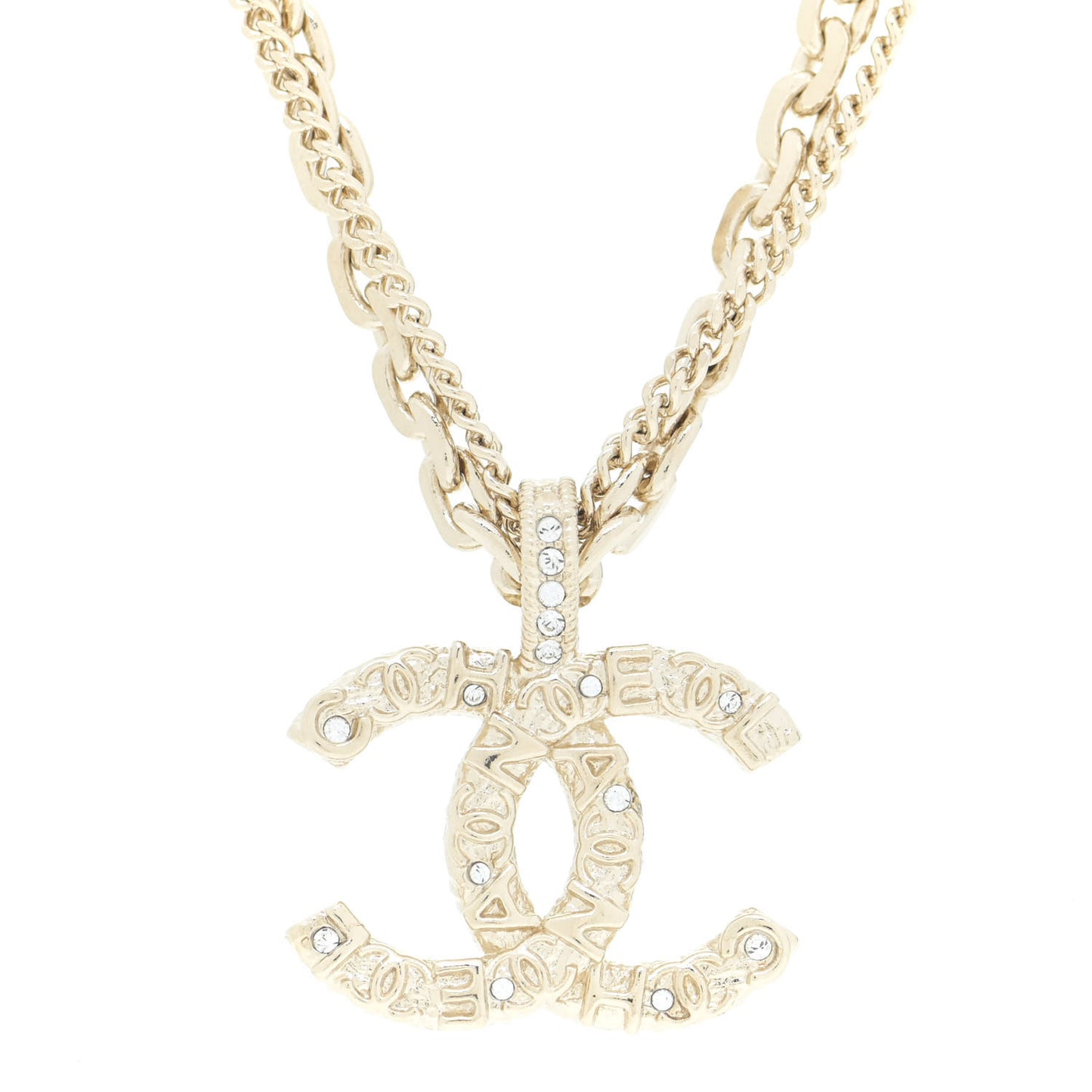 Crystal CC Multi Strand Chain Necklace Gold