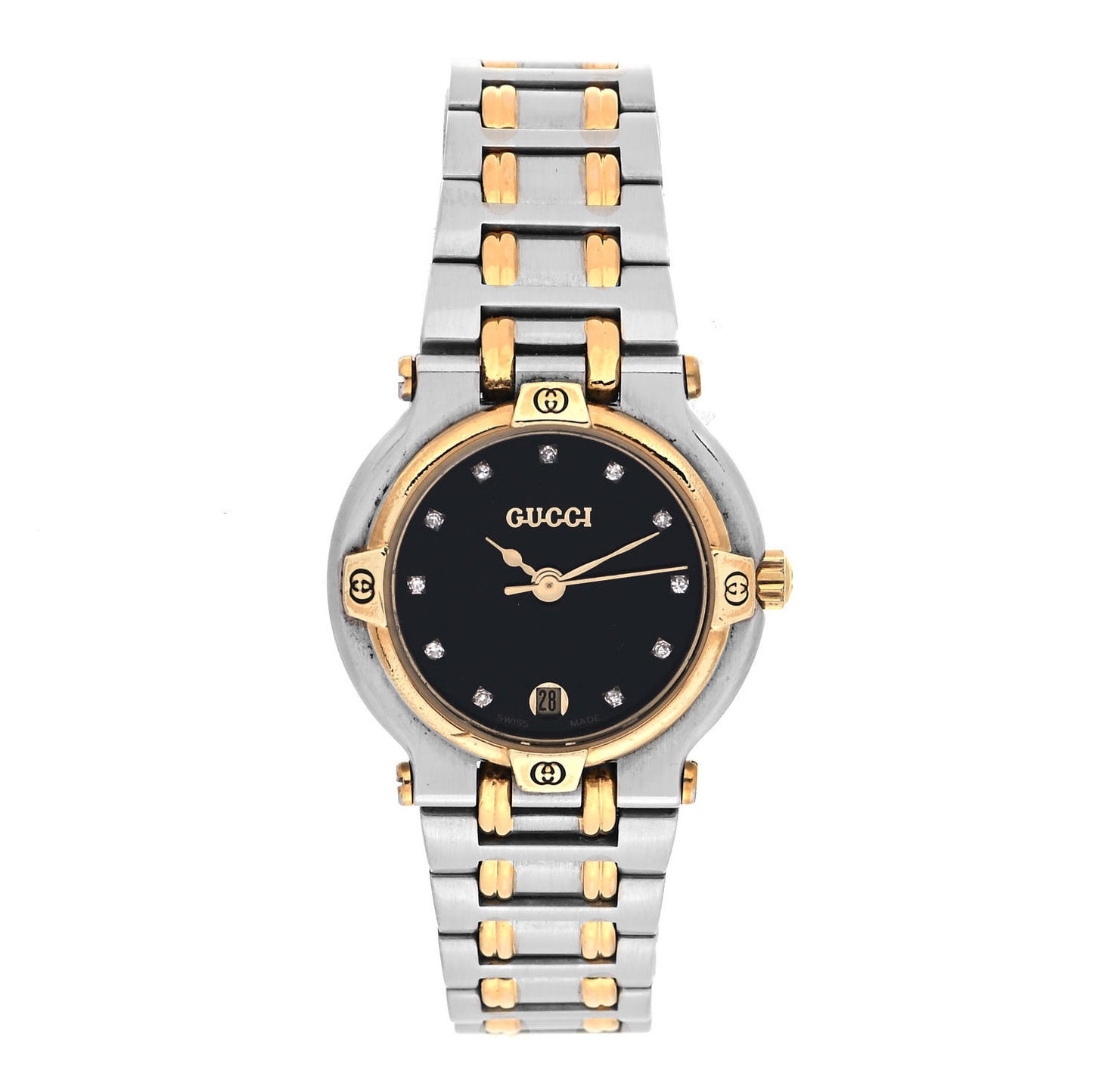 Stainless Steel Diamond 25mm 9000L Quartz Watch Black